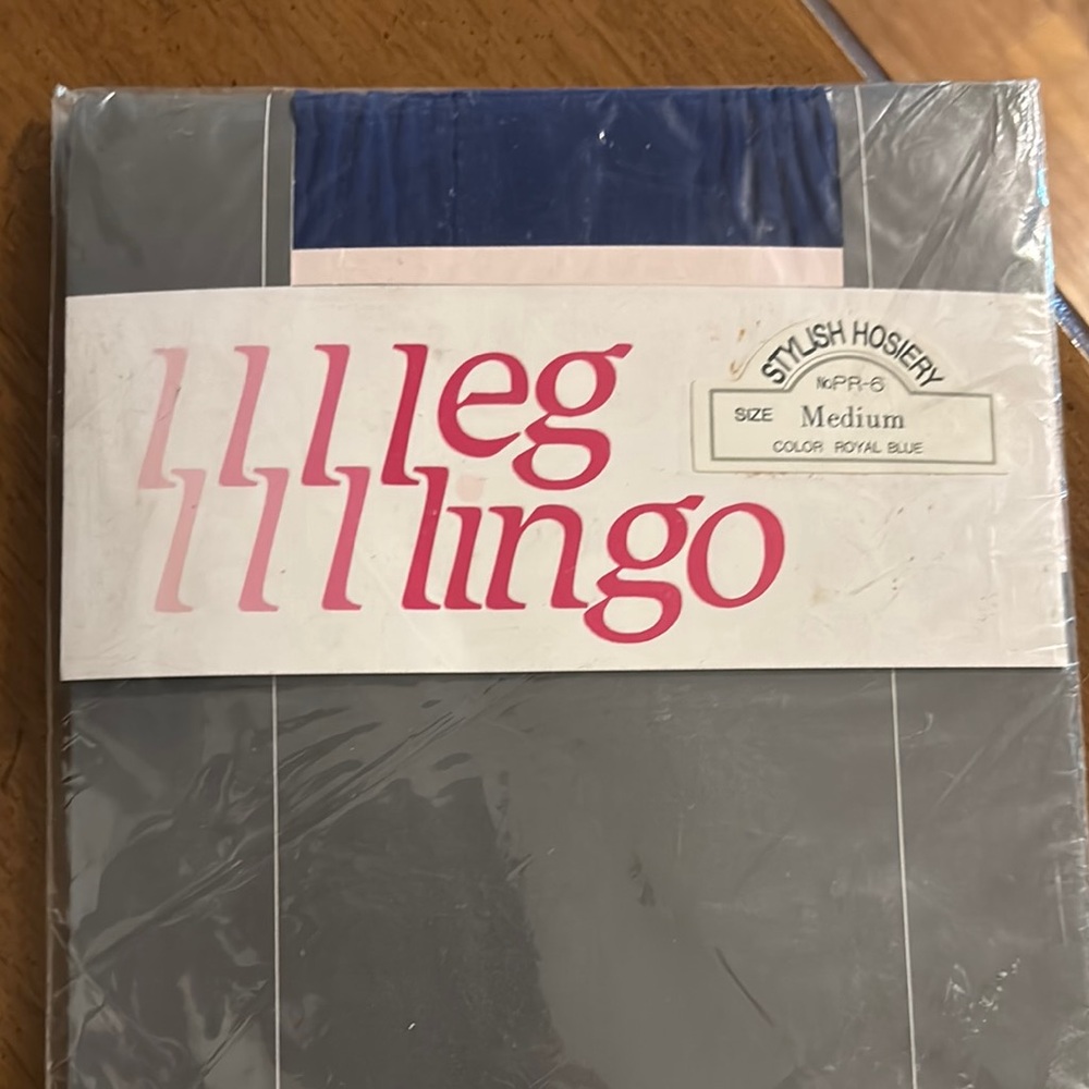 Vintage 1980’s  Leg Lingo Hosiery new in package - royal blue medium